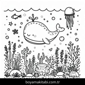 Okyanus boyama sayfası – sanatsal çalışma, çocuklar için