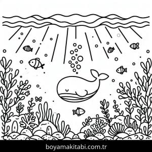 Okyanus boyama sayfası – kolay boyama, eğitici aktivite