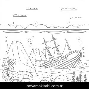 Okyanus boyama sayfası – el becerilerini geliştirir, boyama çalışması