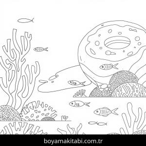 Okyanus boyama sayfası – boyama etkinliği, çocuk aktivitesi