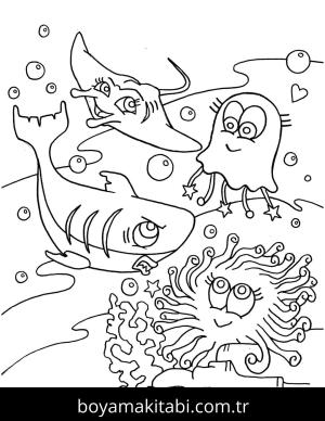 Okyanus boyama sayfası – boyama çalışması, yaratıcılığı geliştirir