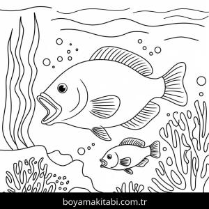 Okyanus boyama sayfası – sanatsal çalışma, çocuklar için