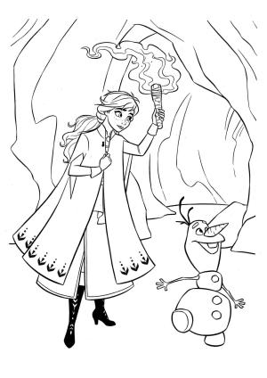 Olaf boyama sayfası,  coloring page, Olaf ve Anna Mağarada, 