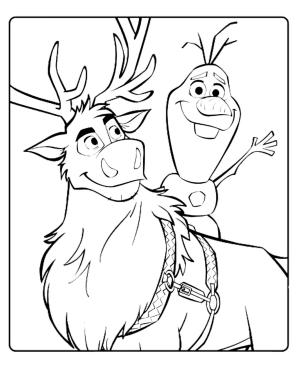 Olaf boyama sayfası,  coloring page, Olaf with Sven, 