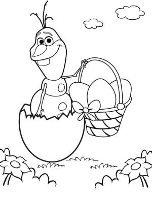 Olaf boyama sayfası,  coloring page, Sepet Paskalya Yumurtası tutan Olaf, 