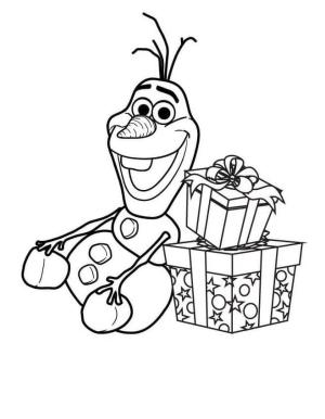 Olaf boyama sayfası,  coloring page, Hediye Kutuları ile Oturan Olaf, 