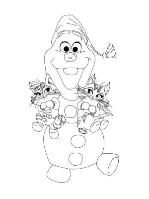 Olaf boyama sayfası,  coloring page, Olaf iki Kedi Tutuyor, 