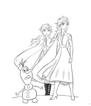 Olaf boyama sayfası,  coloring page, Elsa ve Olaf ile Anna, 