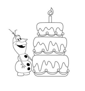 Olaf boyama sayfası,  coloring page, Doğum Günü Pastalı Olaf, 