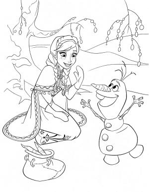 Olaf boyama sayfası,  coloring page, Olaf Anna ile Konuşuyor, 