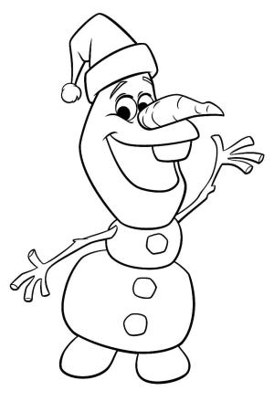 Olaf boyama sayfası,  coloring page, Olaf Noel Baba Şapkası Giyiyor, 