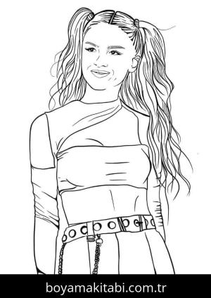 Olivia Rodrigo boyama sayfası – keyifli zaman, renkli çizimler