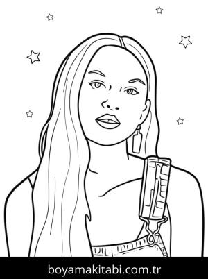 Olivia Rodrigo boyama sayfası – boyama etkinliği, çocuk aktivitesi