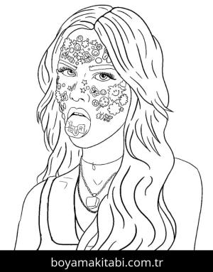 Olivia Rodrigo boyama sayfası – çizgi film temalı, basit çizim