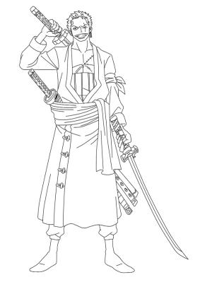 One Piece boyama sayfası,  coloring page, Zoro Gülümseyen, 