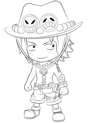 One Piece boyama sayfası,  coloring page, Chibi Ace, 