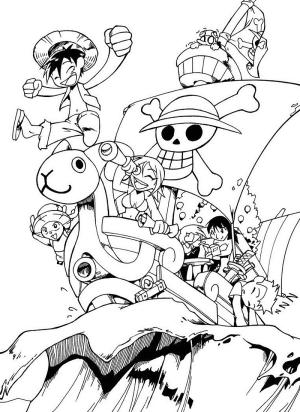 One Piece boyama sayfası,  coloring page, Chibi Luffy ve Mürettebat, 