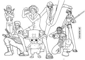 One Piece boyama sayfası,  coloring page, Luffy ve Ekibi, 