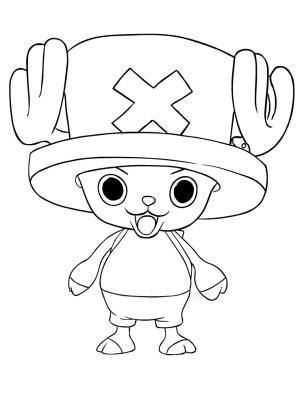 One Piece boyama sayfası,  coloring page, Tony Chopper Gülümsüyor, 