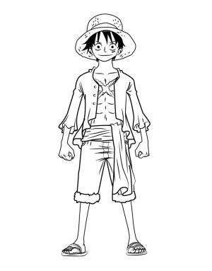 One Piece boyama sayfası,  coloring page, Luffy Ayakta, 