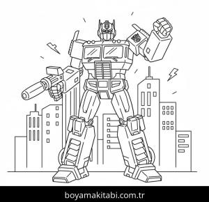 Optimus Prime boyama sayfası – kolay boyama, eğitici aktivite