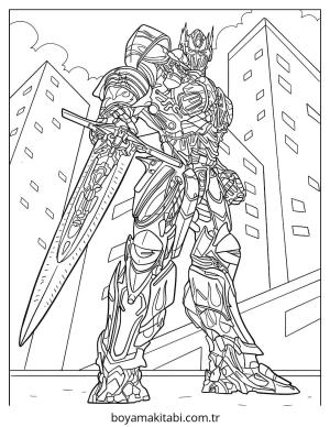 Optimus Prime boyama sayfası – sevimli karakter, sanatsal çalışma