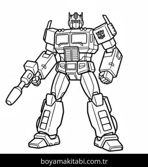 Optimus Prime boyama sayfası – kolay boyama, eğitici aktivite