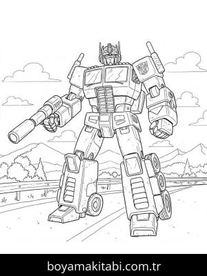 Optimus Prime boyama sayfası – çizgi film temalı, basit çizim