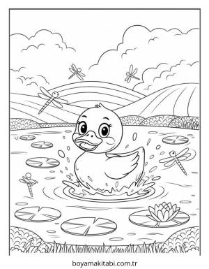 Ördek boyama sayfası – yaratıcılığı geliştirir, keyifli zaman