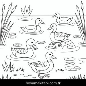 Ördek boyama sayfası – okul öncesi, evde etkinlik