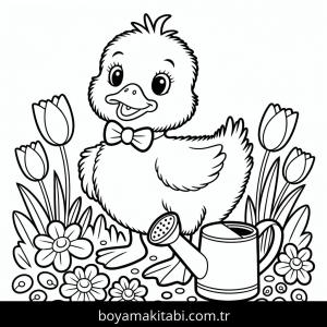 Ördek boyama sayfası – eğlenceli etkinlik, el becerilerini geliştirir
