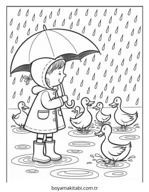 Ördek boyama sayfası – çocuk aktivitesi, PDF indir