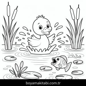 Ördek boyama sayfası – boyama çalışması, yaratıcılığı geliştirir