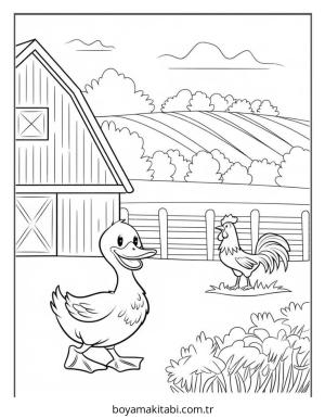 Ördek boyama sayfası – çizgi film temalı, basit çizim