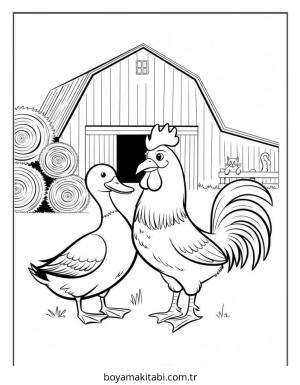 Ördek boyama sayfası – renkli çizimler, okul öncesi