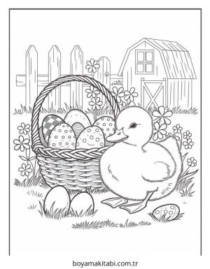 Ördek boyama sayfası – çizgi film temalı, basit çizim