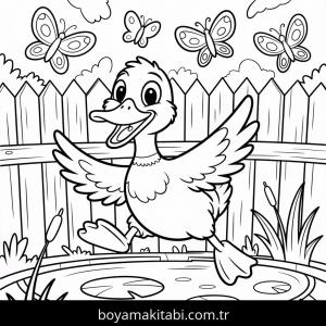 Ördek boyama sayfası – keyifli zaman, renkli çizimler