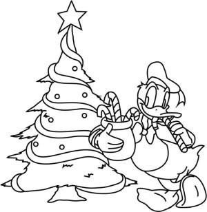 Ördek boyama sayfası,  coloring page, Donald ördek Ve Noel Ağacı, 