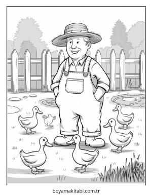 Ördek boyama sayfası – keyifli zaman, renkli çizimler
