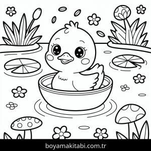 Ördek boyama sayfası – el becerilerini geliştirir, boyama çalışması