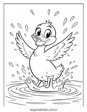 Ördek boyama sayfası – sevimli karakter, sanatsal çalışma