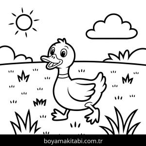 Ördek boyama sayfası – renkli çizimler, okul öncesi