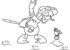 Ördek boyama sayfası,  coloring page, Donald ördek Golf Oynarken, 