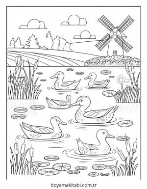 Ördek boyama sayfası – el becerilerini geliştirir, boyama çalışması