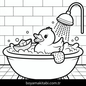 Ördek boyama sayfası – çocuklar için, çizgi film temalı