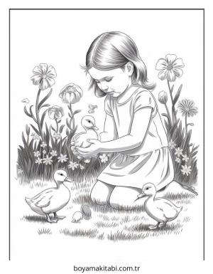 Ördek boyama sayfası – basit çizim, kolay boyama