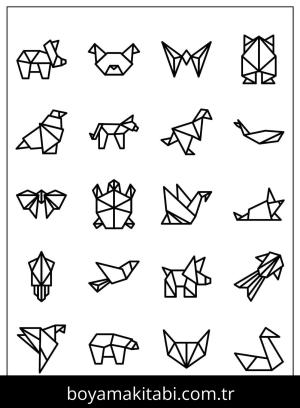 Origami boyama sayfası,  coloring page, , Details Origami