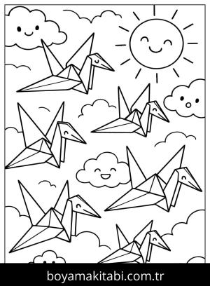 Origami boyama sayfası,  coloring page, , Origami Bird