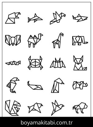 Origami boyama sayfası,  coloring page, , Interesting Origami