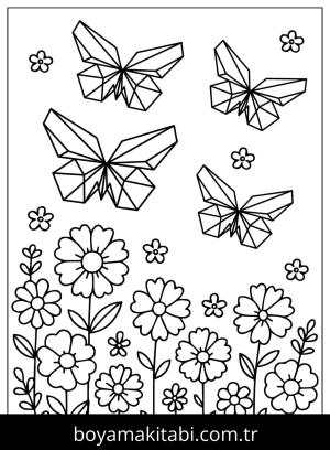 Origami boyama sayfası,  coloring page, , Origami Butterfly